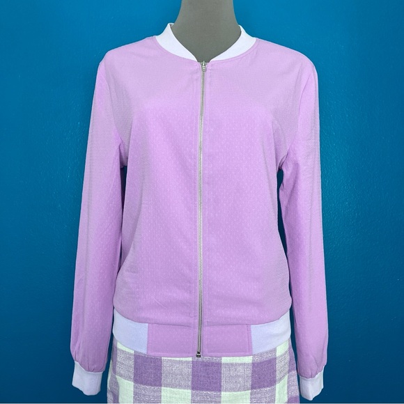 Collectif Bomber Jacket in Pastel Purple - Bright & Beautiful Tara Lilac Jacket - Picture 4 of 15